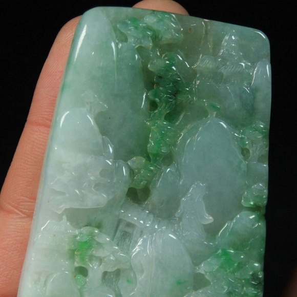 Certified Green 100% Natural A Jade jadeite Pendant landscape 山水 4838-0300 - Picture 4 of 10
